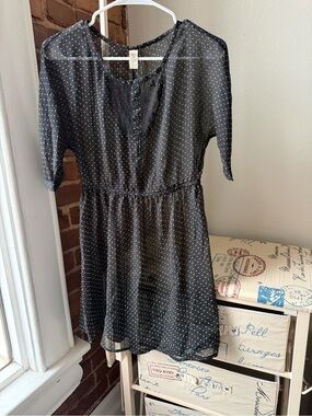 Sound & Matter Black Sheer Polka Dot Mini Dress